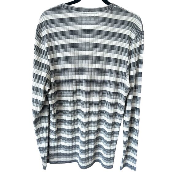 Alfani Sweater Mens Small Gray‎ White Ribbed Striped V Neck Preppy Heritage - Picture 7 of 10